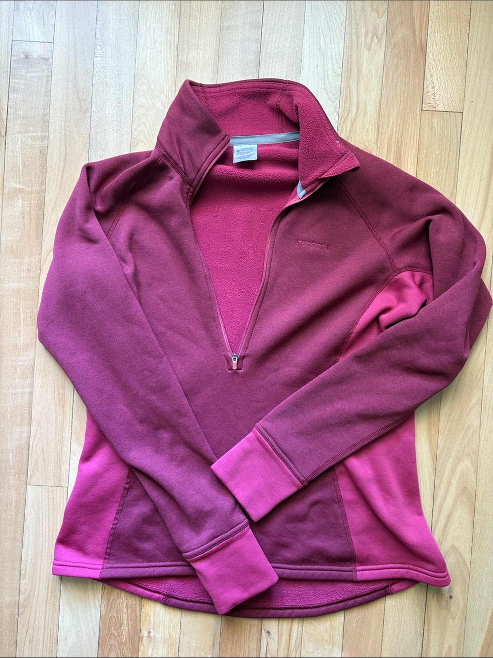 Patagonia Two-Tone Raspberry Quarter-Zip Fleece Pullover